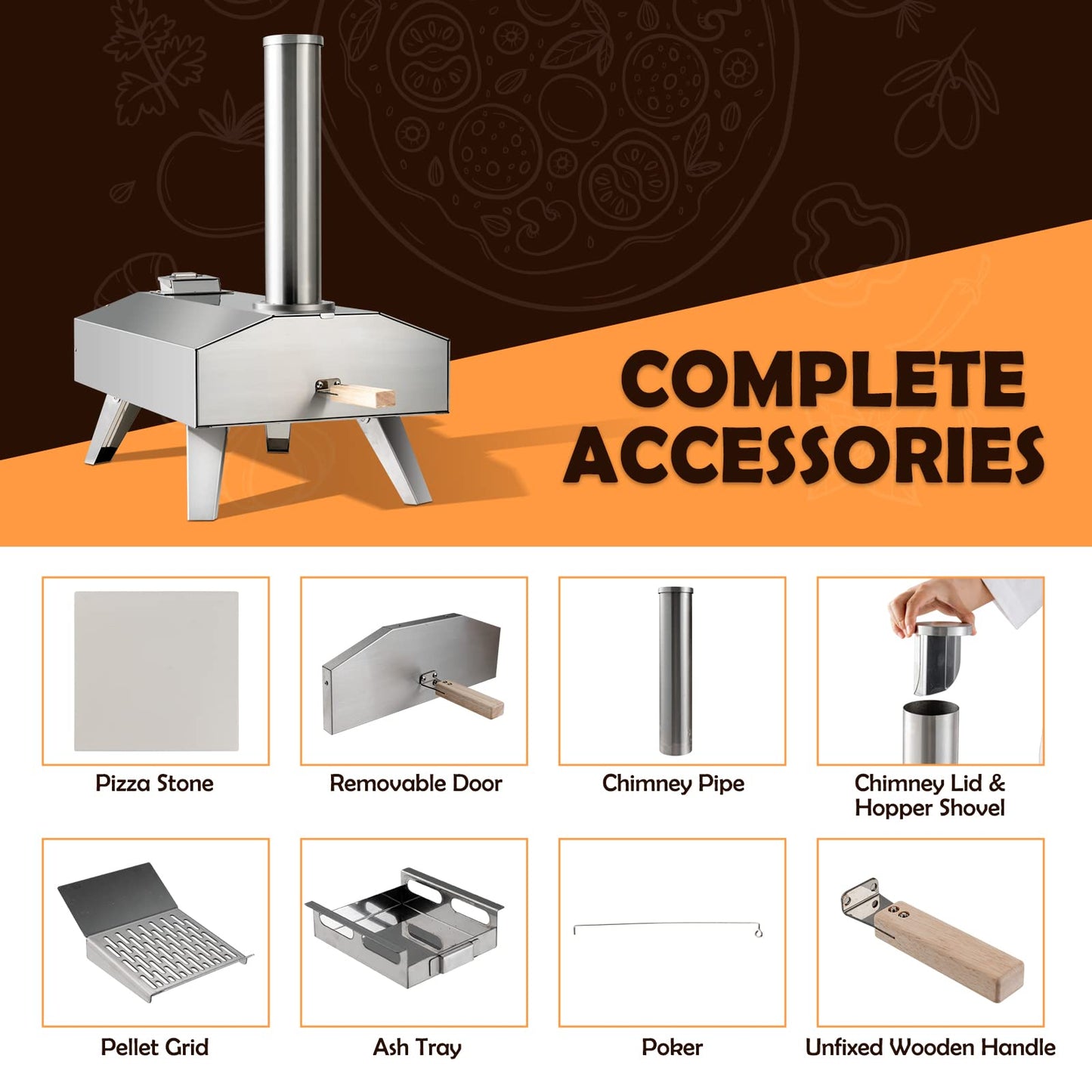 - TANGZON 12” Outdoor Pizza Oven | Multi-Fuel Stainless Steel Pizza Maker -