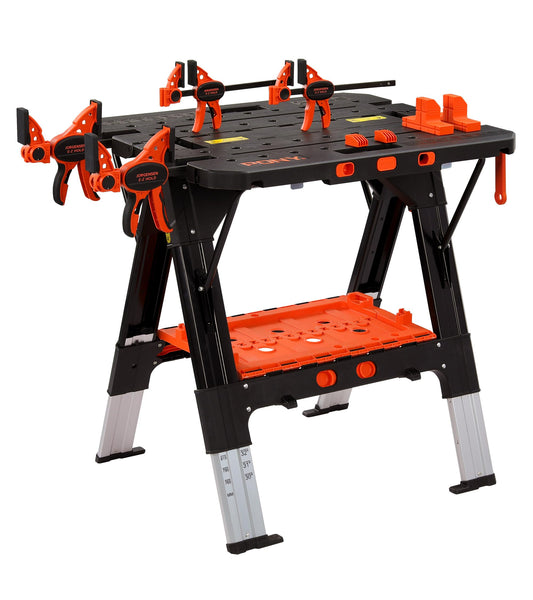 - PONY 2-in-1 Folding Workbench | Max Weight 227 kg | Comes With Tool Tray, 79 x 89 x 63.5 cm -