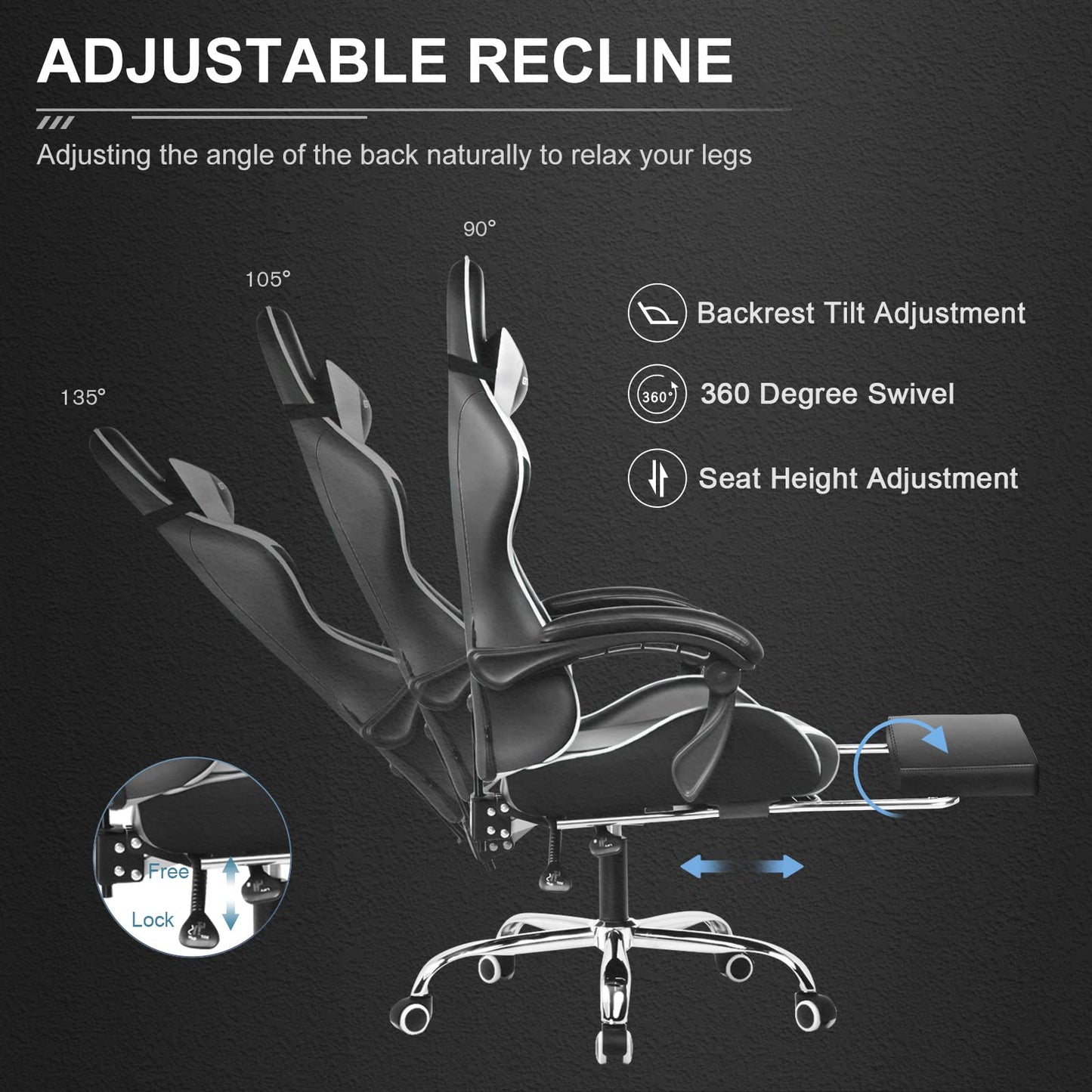 - GTPLAYER Gaming Chair | Massage Ergonomic Computer Chair | With Footrest -
