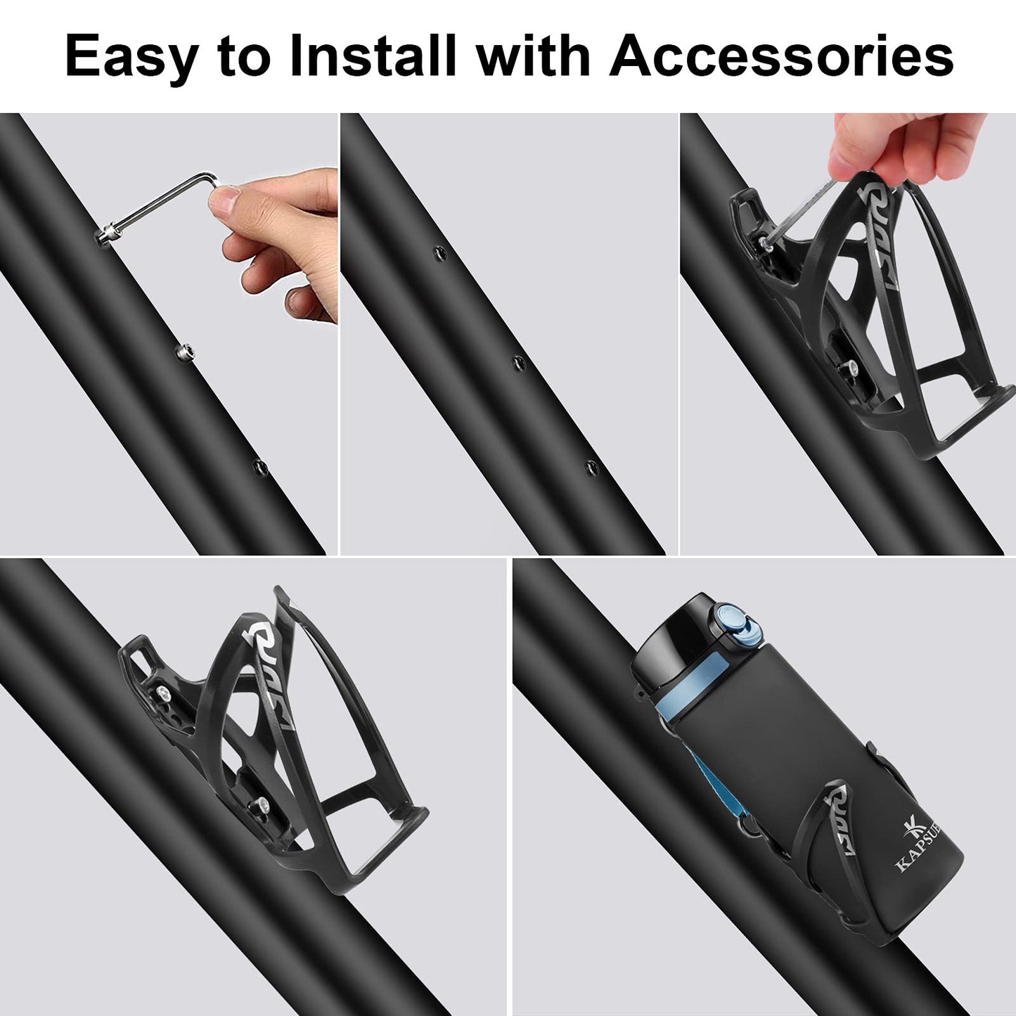 Bike Bottle Holder with 700ml Water Bottle - Premium BPA Free Leak Proof Bike Water Bottle with Bottle Cage, Cycling Drink Bottle Holder for Road Bike, Mountain Bike and Kids Bike (Black)