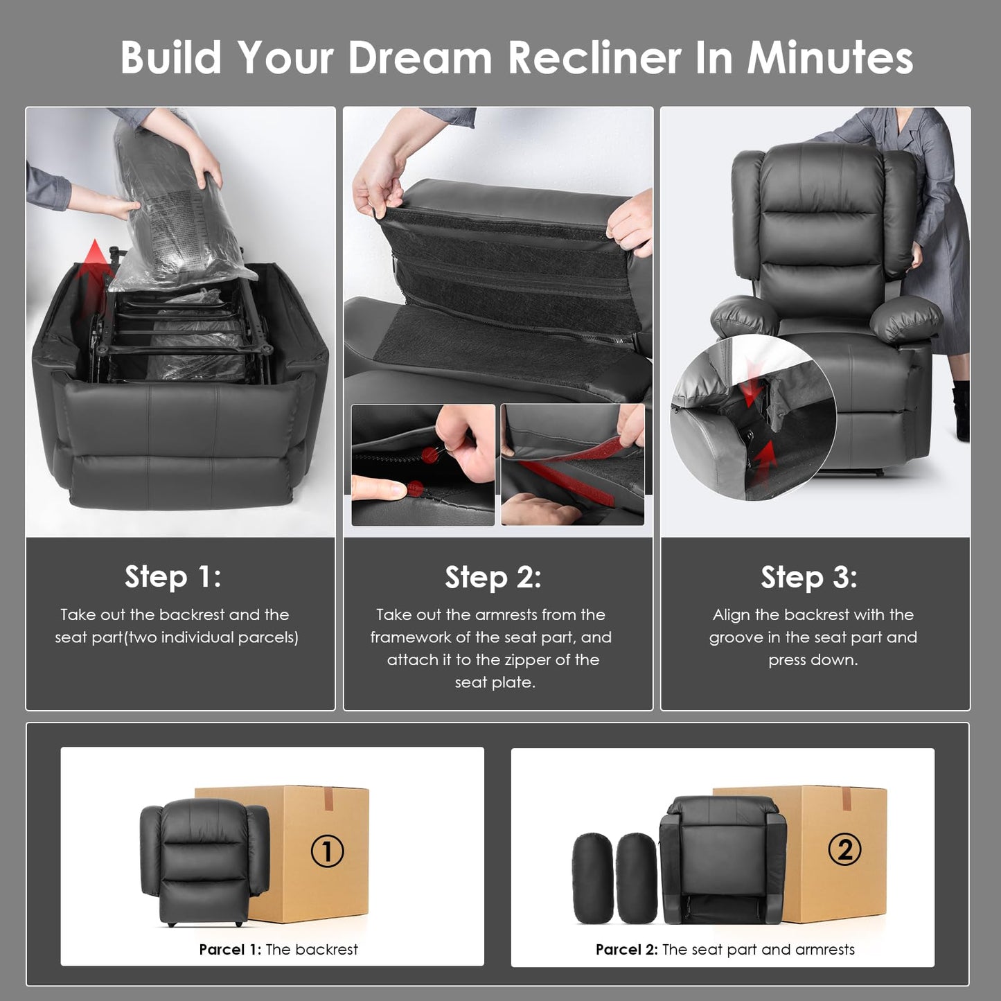 - innotic Recliner Armchair | Manual Reclining Sofa | Padded Seat and Backrest -