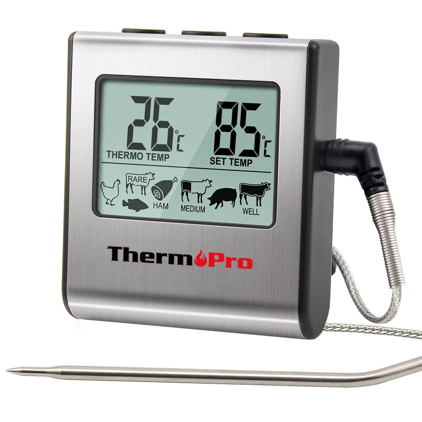 - ThermoPro TP16 Digital Meat Cooking Thermometer | Stainless Steel Long Food Temperature Probe -