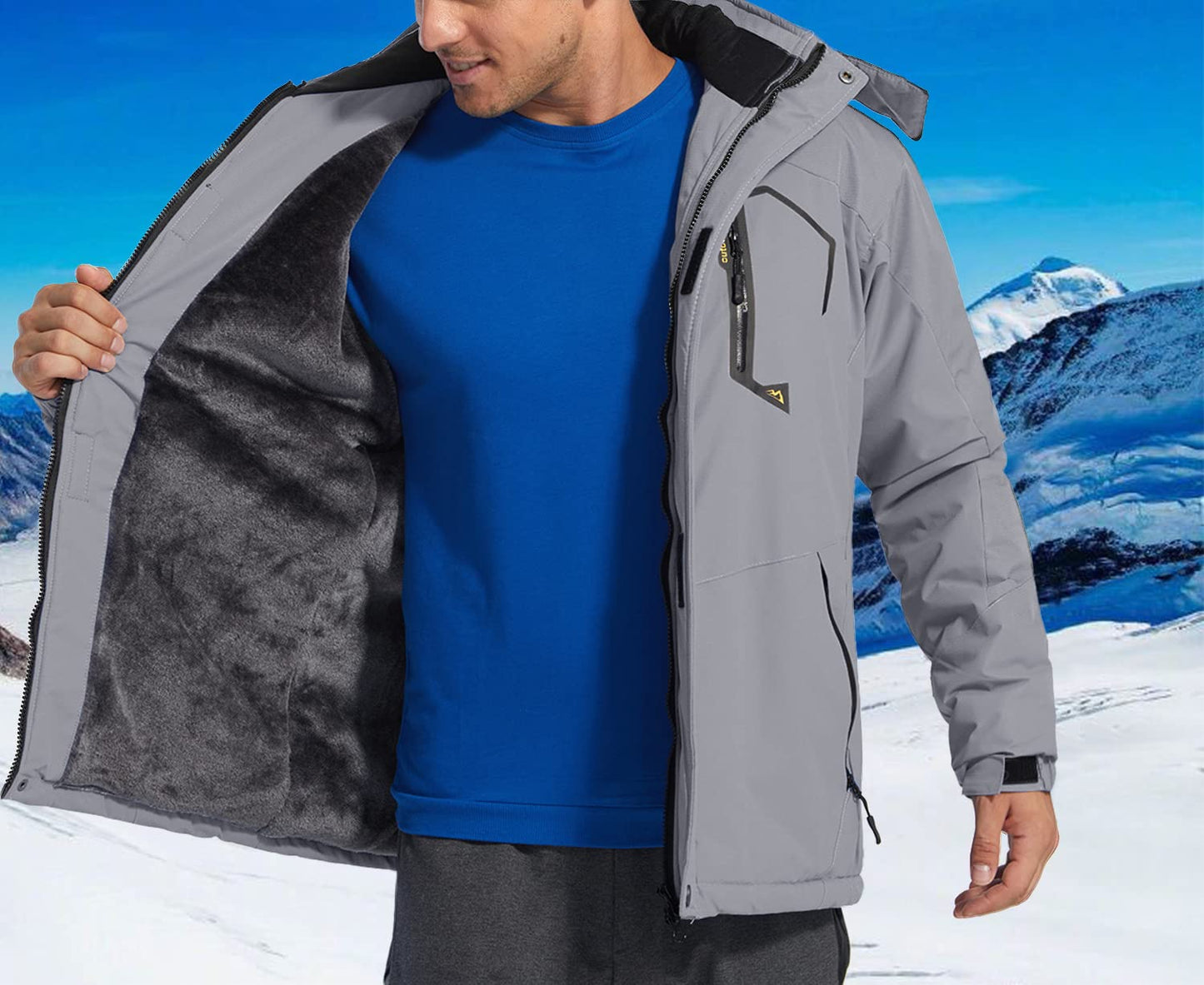 - KEFITEVD Mens Ski Jacket | Breathable Warm Lined Winter Jacket | With Removable Hood -
