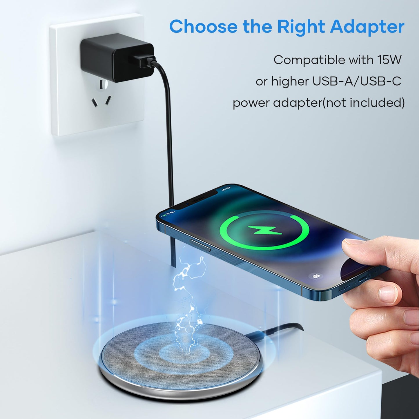 - Wireless Charger, 15W Wireless Charging Pad