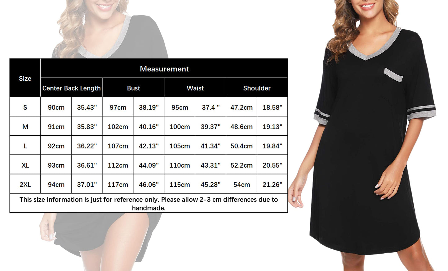 - Vlazom Women's Nightgown V Neck Sleep Shirt Oversized Nightdress Short Sleeve Casual Loungewear Sleepwear Black -