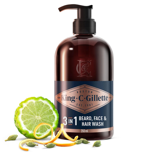 - King C. Gillette Beard Shampoo & Face Wash | 350 ml |  Helps Beard Growth -