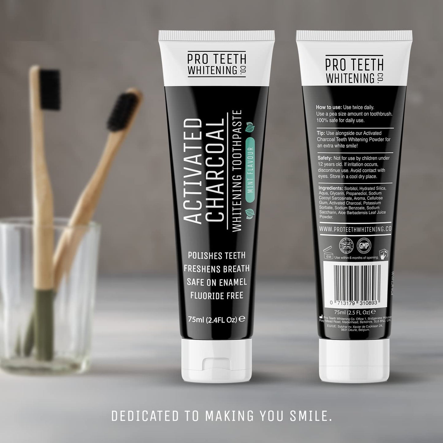 Charcoal Whitening Toothpaste - Instant Natural Teeth Whitening - Activated Charcoal - Plaque Remover - Removes Up to 100% of Surface Stains - Safe on Enamel & Flouride Free - Pro Teeth Whitening Co.