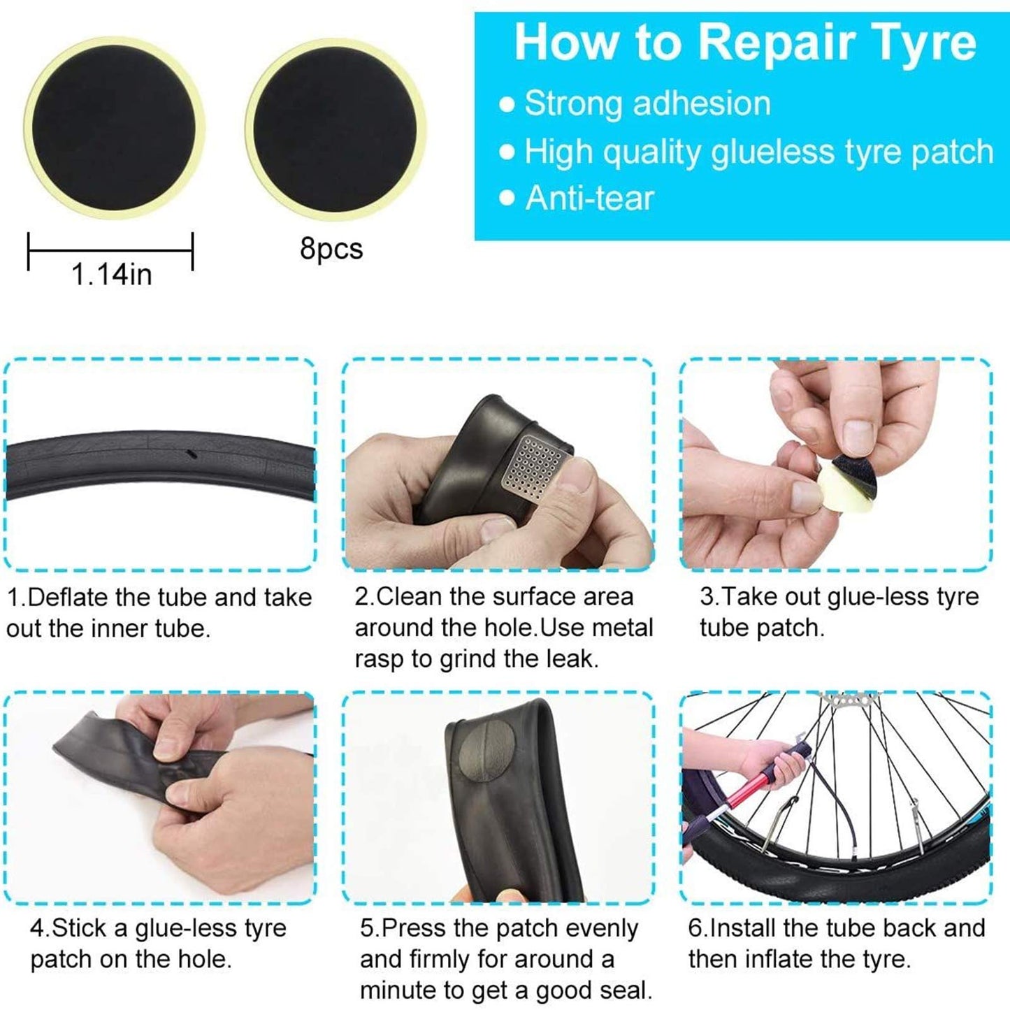 CHUMXINY Bike Repair Kit, Bike Tire Repair Tool Kit Contains 16-in-1 Tool, 120Psi Mini Bicycle Pump, Bicycle Tire Patch Kit, Used for Mountain Bike and Road Bike.