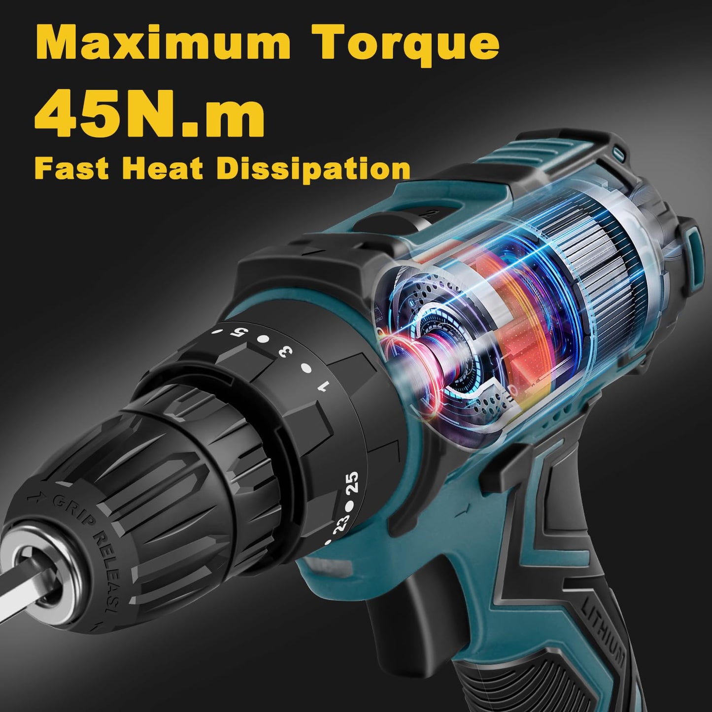 - VOERJIA 21V Cordless Drill, Power Drill Cordless, Cordless Drill with 2 Batteries 2000mAh -