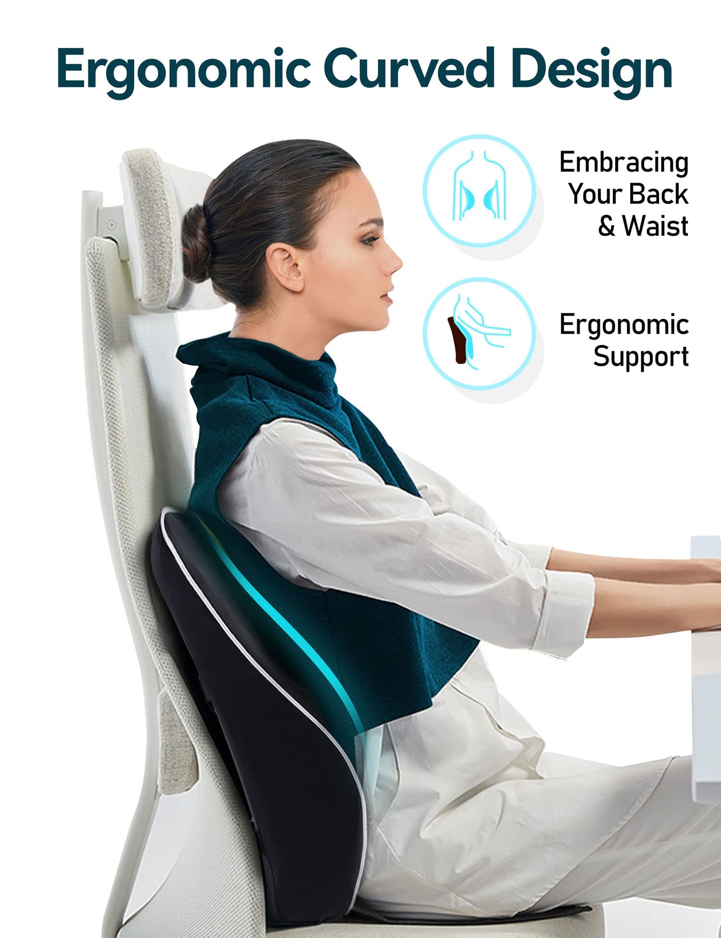 - Travel Ease Ergonomic Lumbar Support Cushion | Memory Foam Back Support Cushion -