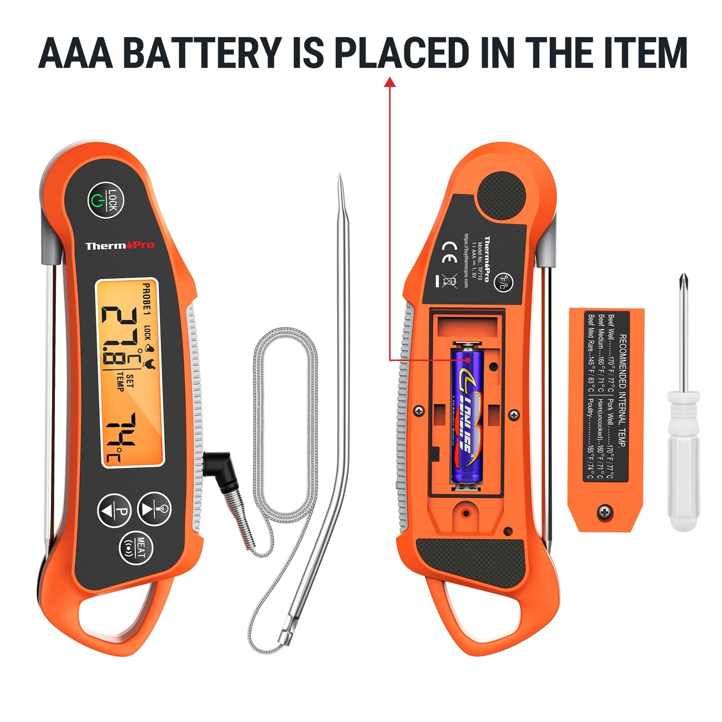 - ThermoPro Instant Read Meat Thermometer | Digital | 2-in-1 Waterproof Kitchen Food Thermometer -