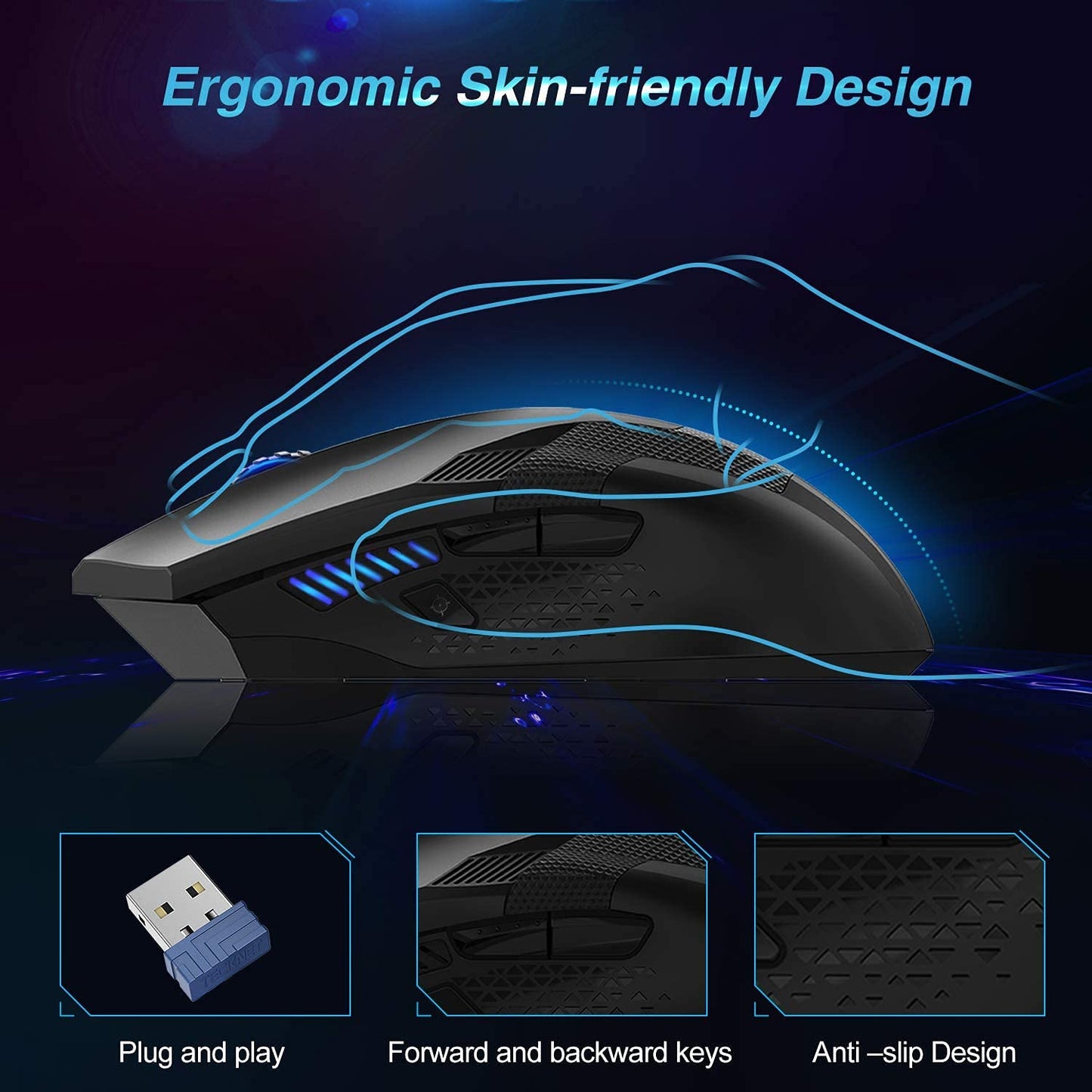 - TECKNET Wireless Gaming Mouse | 2.4G Optical USB Computer Mice | 8 Buttons -