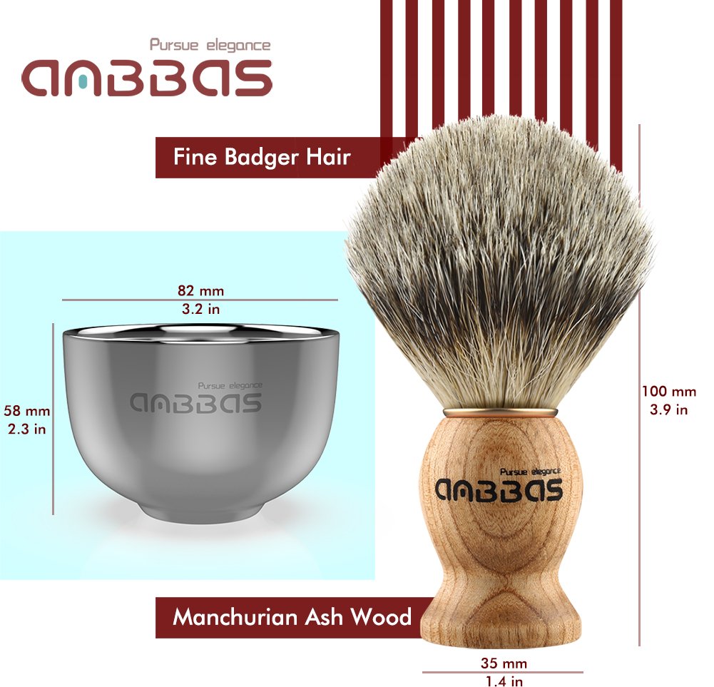 - Shaving Set | 4pcs | Badger Hair Shaving Brush | Stainless Steel Shaving Brush Stand | Perfect for Dad Gift -