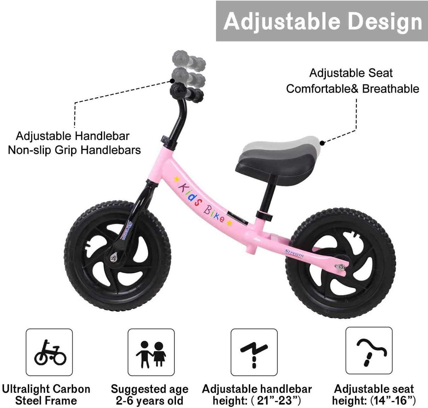 - H.yeed 12" Balance Bike For 2-6 Year Old Girls Boys -