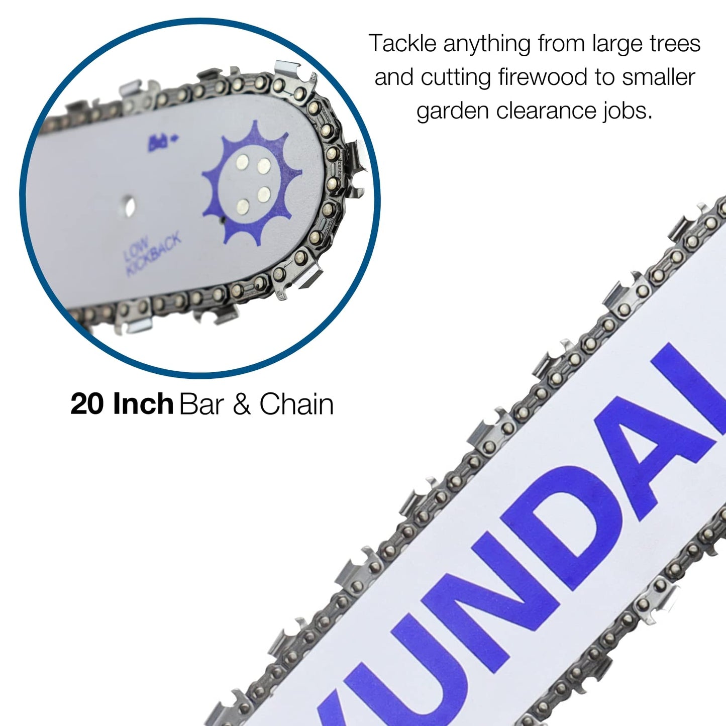 - Hyundai 62cc 20” Petrol Chainsaw | 2-Stroke Easy-Start -