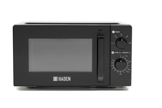 - Haden 17L Black Microwave Oven | Silent End Signal | 700W Microwave with 5 Power Levels | Manual Controls | Defrost Function -