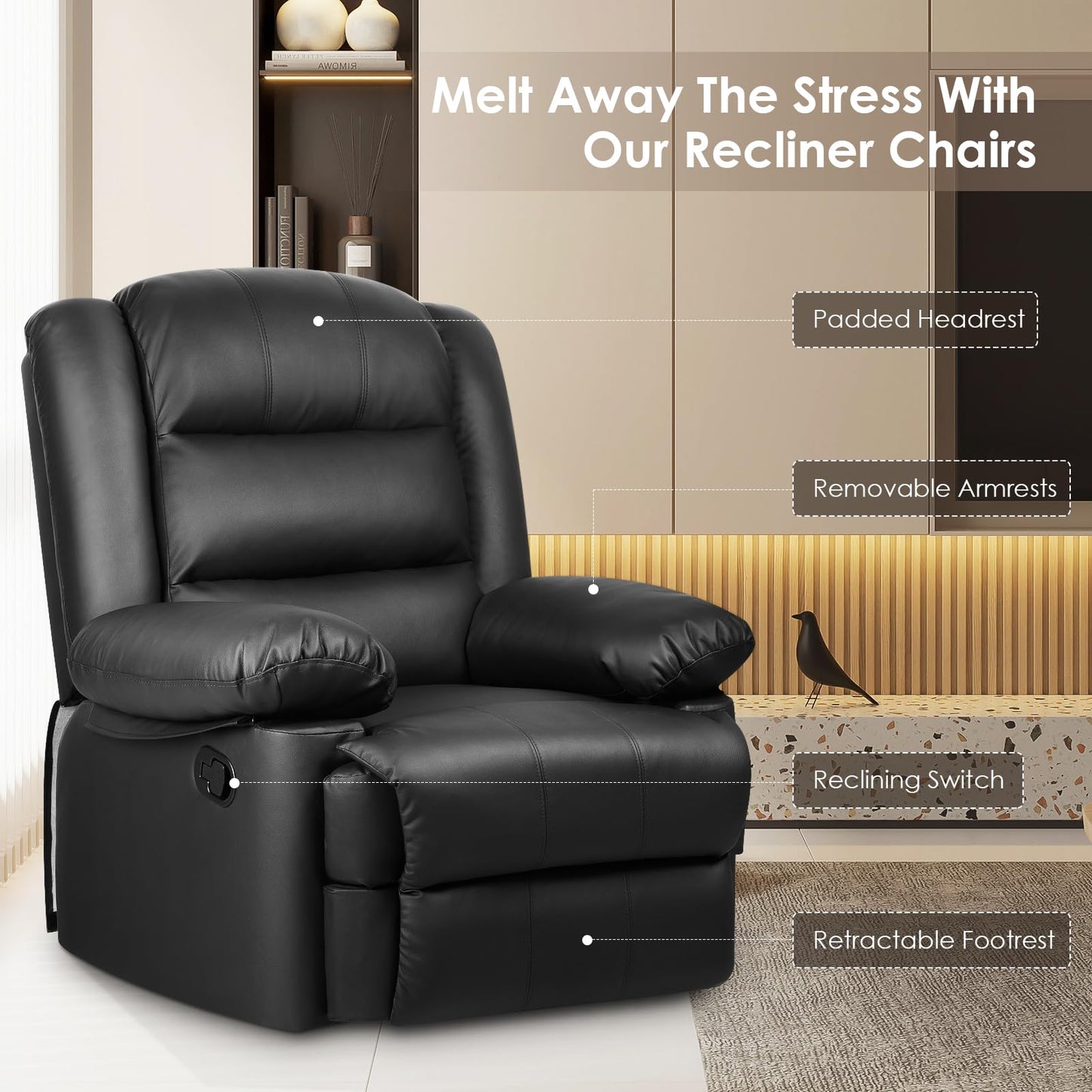 - innotic Recliner Armchair | Manual Reclining Sofa | Padded Seat and Backrest -