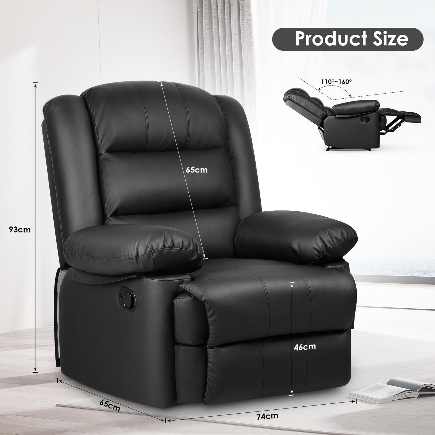 - innotic Recliner Armchair | Manual Reclining Sofa | Padded Seat and Backrest -