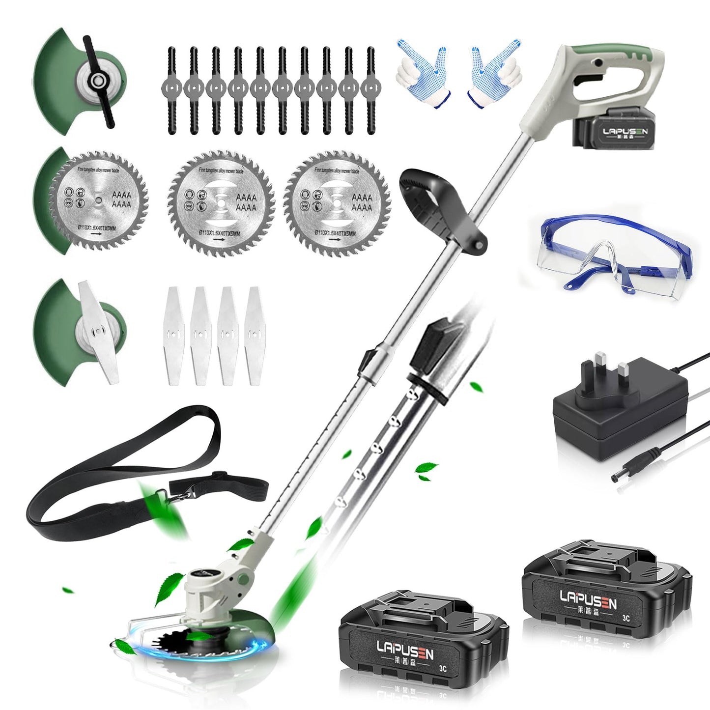 - Metal Blade Cordless Strimmer | 21v Grass Trimmer | 16 Blades 15cm Cutting Diameter -