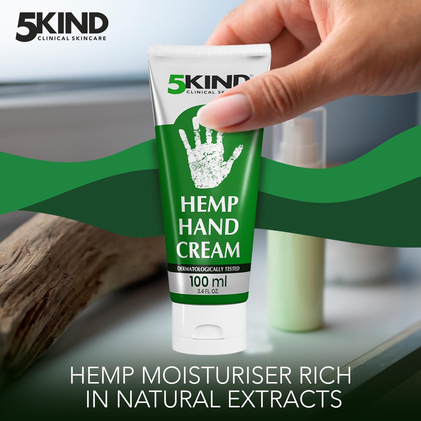 5kind Hemp Cream for Hands 100ml - Intensive Hemp Hand Cream - High Strength Working Hands Cream - Professional Women & Mens Hand Cream for Dry Hands - Natural Hand Cream