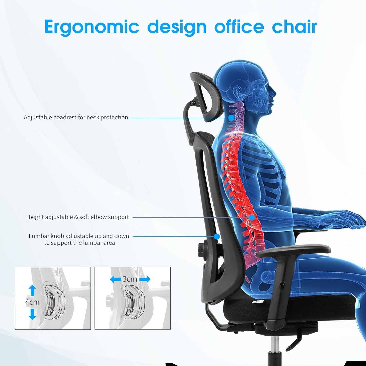 - Magic Life Ergonomic Office Chair | 4 Gear Adjustable Home Desk Chair -