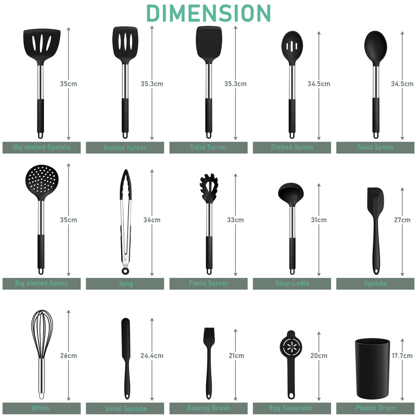 - Joyfair Kitchen Utensils Set | 15 Pcs Silicone Cooking Utensils Set | Non Stick Spatula Turner Spoon Tongs Cookware Set -