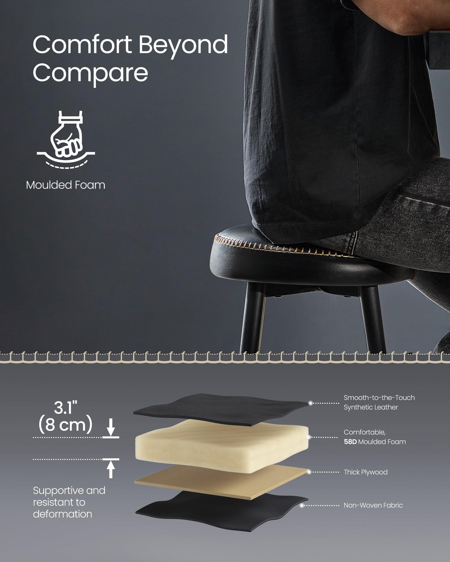 - VASAGLE EKHO Collection - Bar Stools Set of 2 -