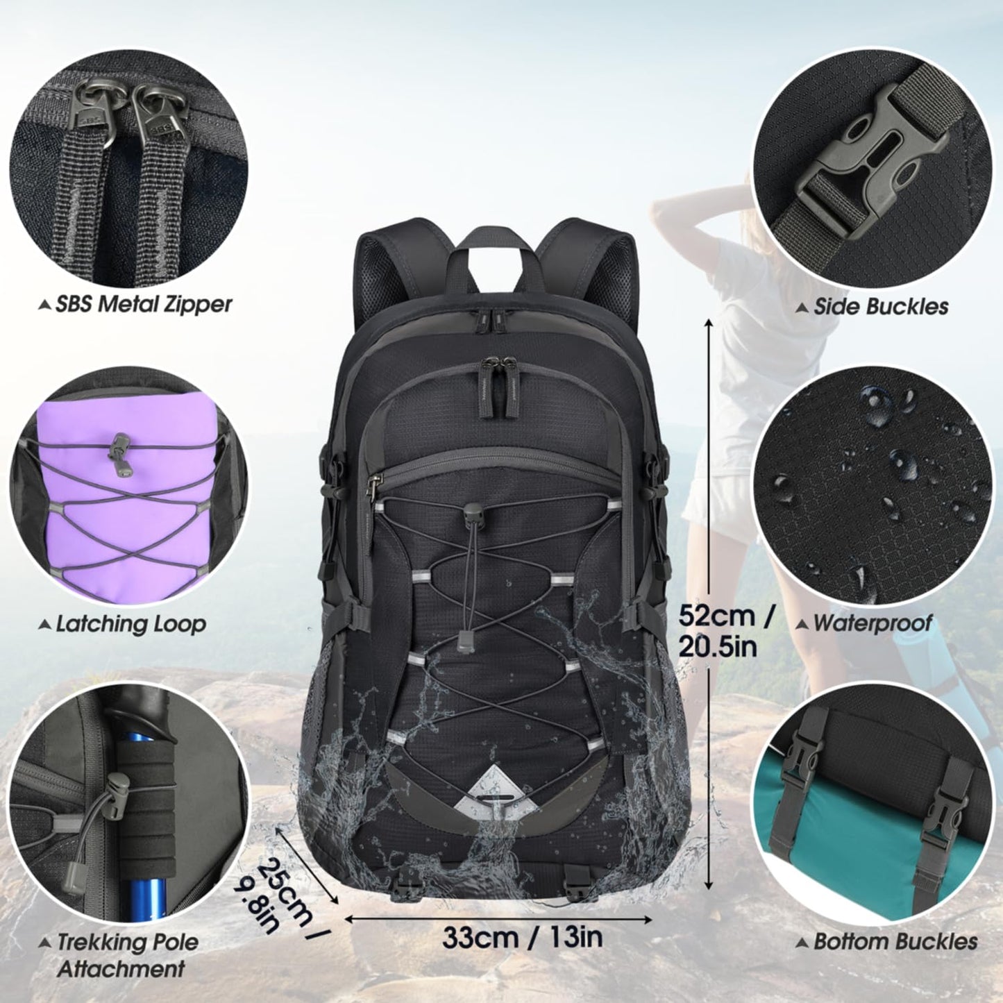 - IGOLUMON Hiking Backpack | 40L Lightweight Foldable Backpack -
