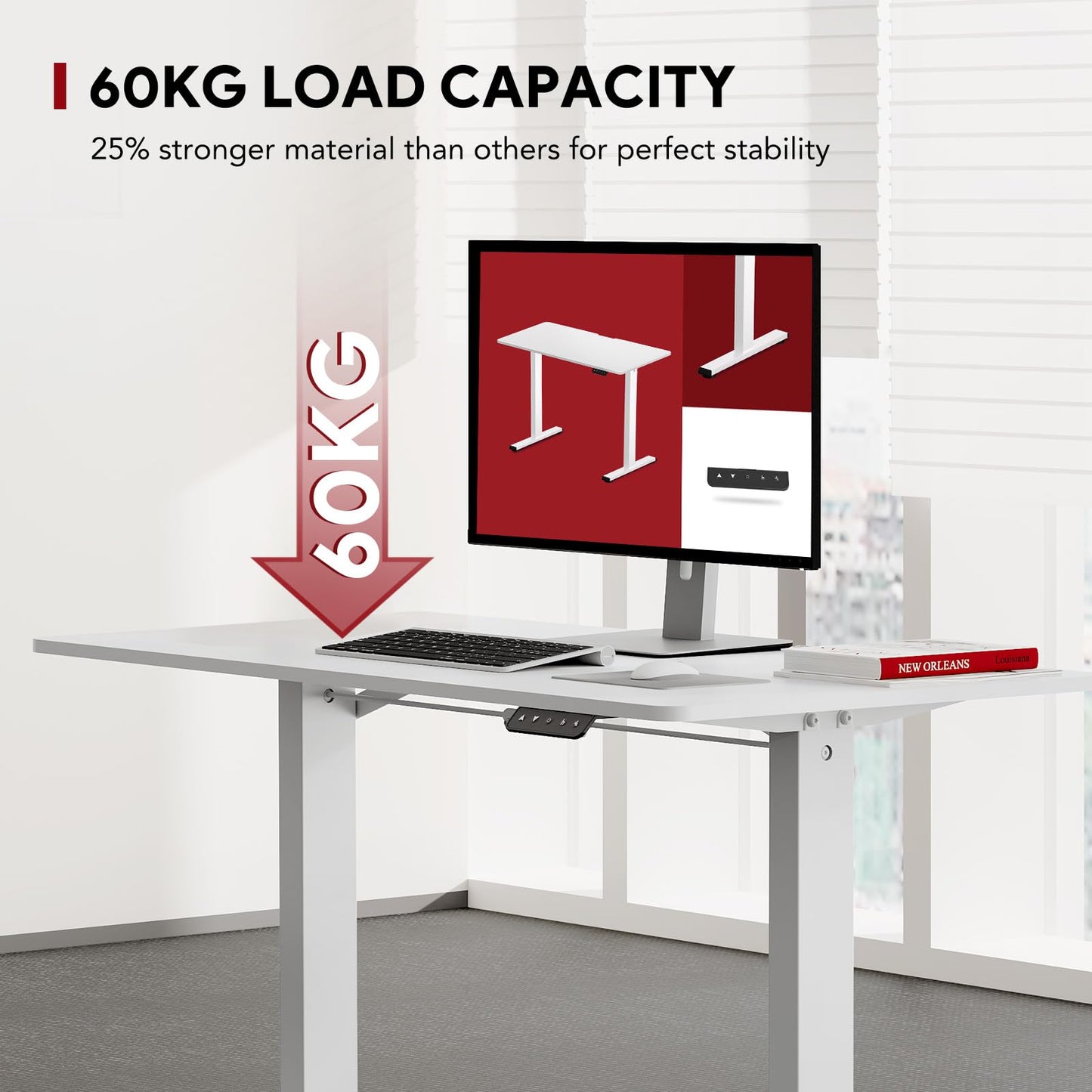 - SANODESK QS+110 * 60 | Electric Standing Desk | ONE PIECE | Height Adjustable -