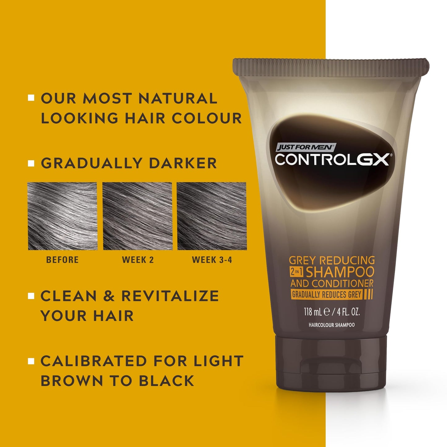 - Just For Men Control GX 2-in-1 Shampoo & Conditioner | Gradually & Permanently Reduces Grey Hair With Each Wash -
