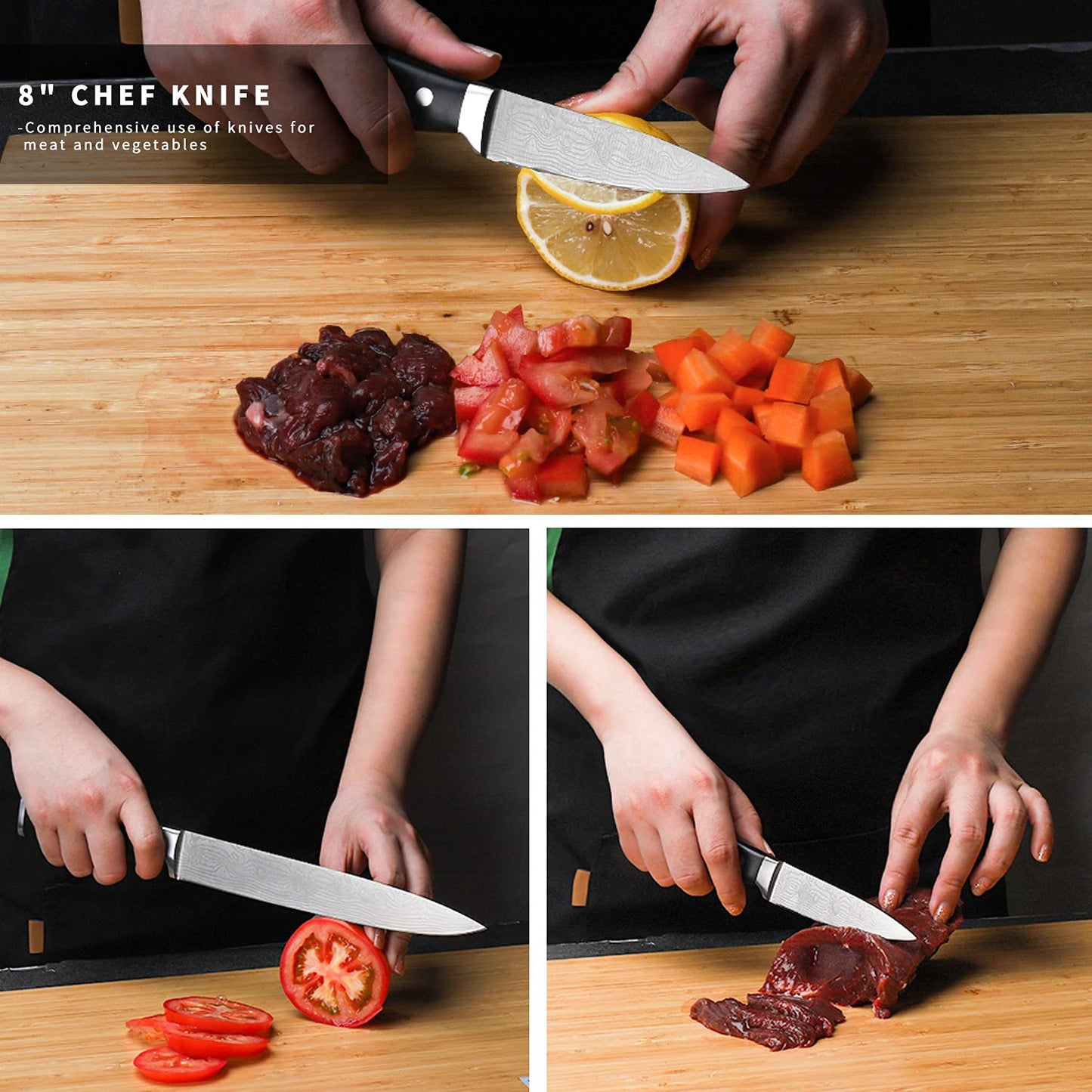 - HUIKAILI Knife Set | 5 Pieces Professional Kitchen Set With Wooden Box -