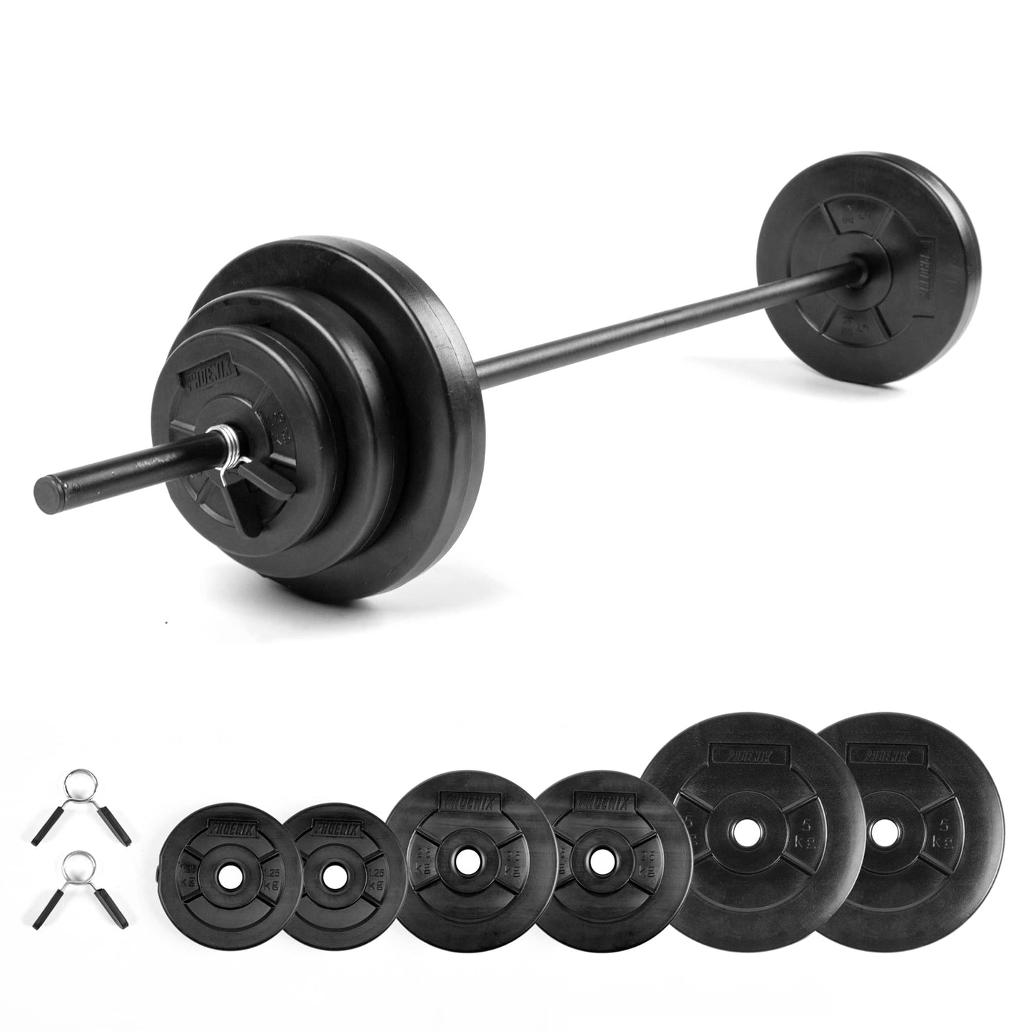 - Phoenix Fitness Barbell Weight Set | 20kg Adjustable Barbell Set -
