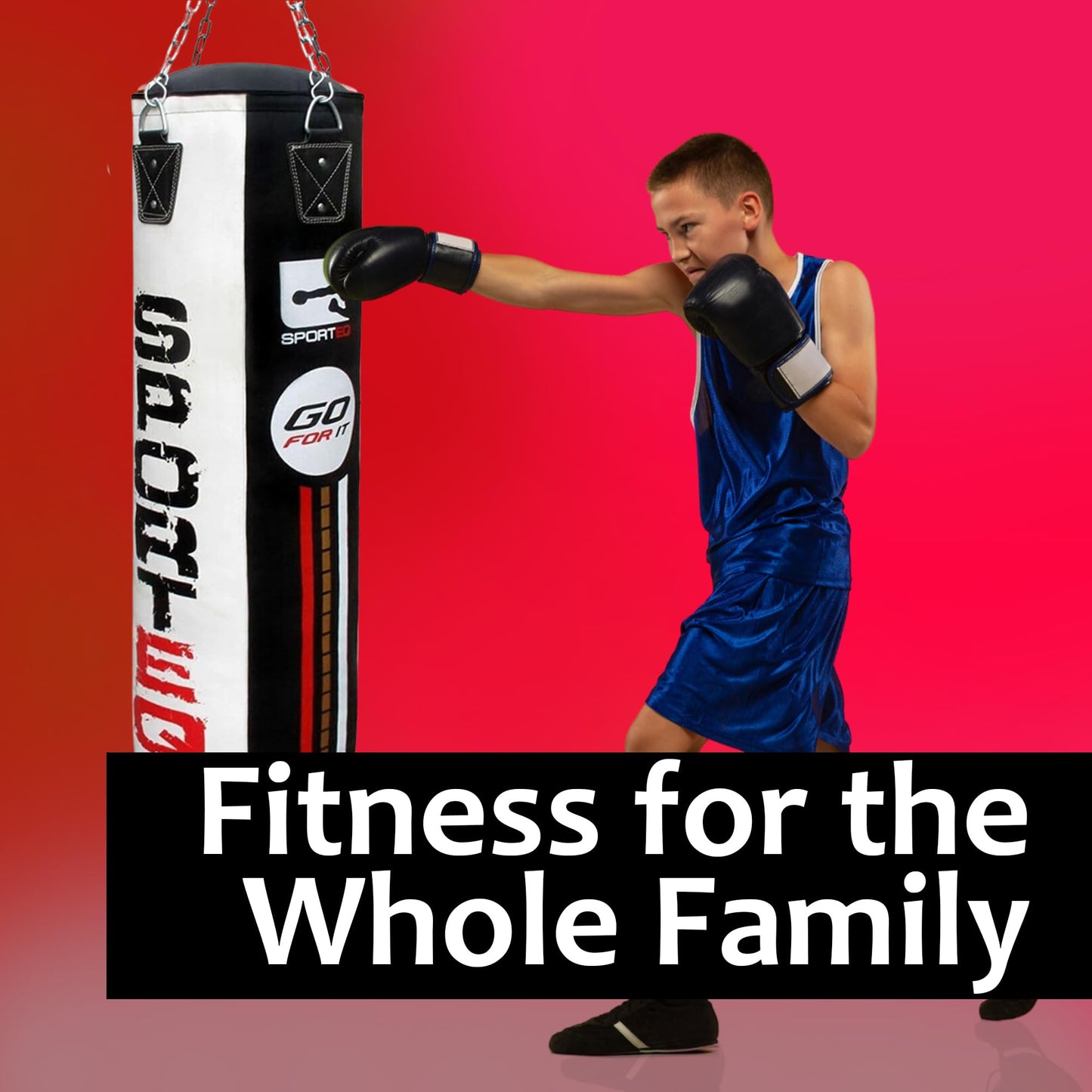 - Sporteq Dyno Heavy Filled Punch Bag Sets for All Ages | Steel Hanging Ring & Floor Attachment | Boxing, Martial Arts, Home & Commercial Gym Use (Black/White, 5FT) -