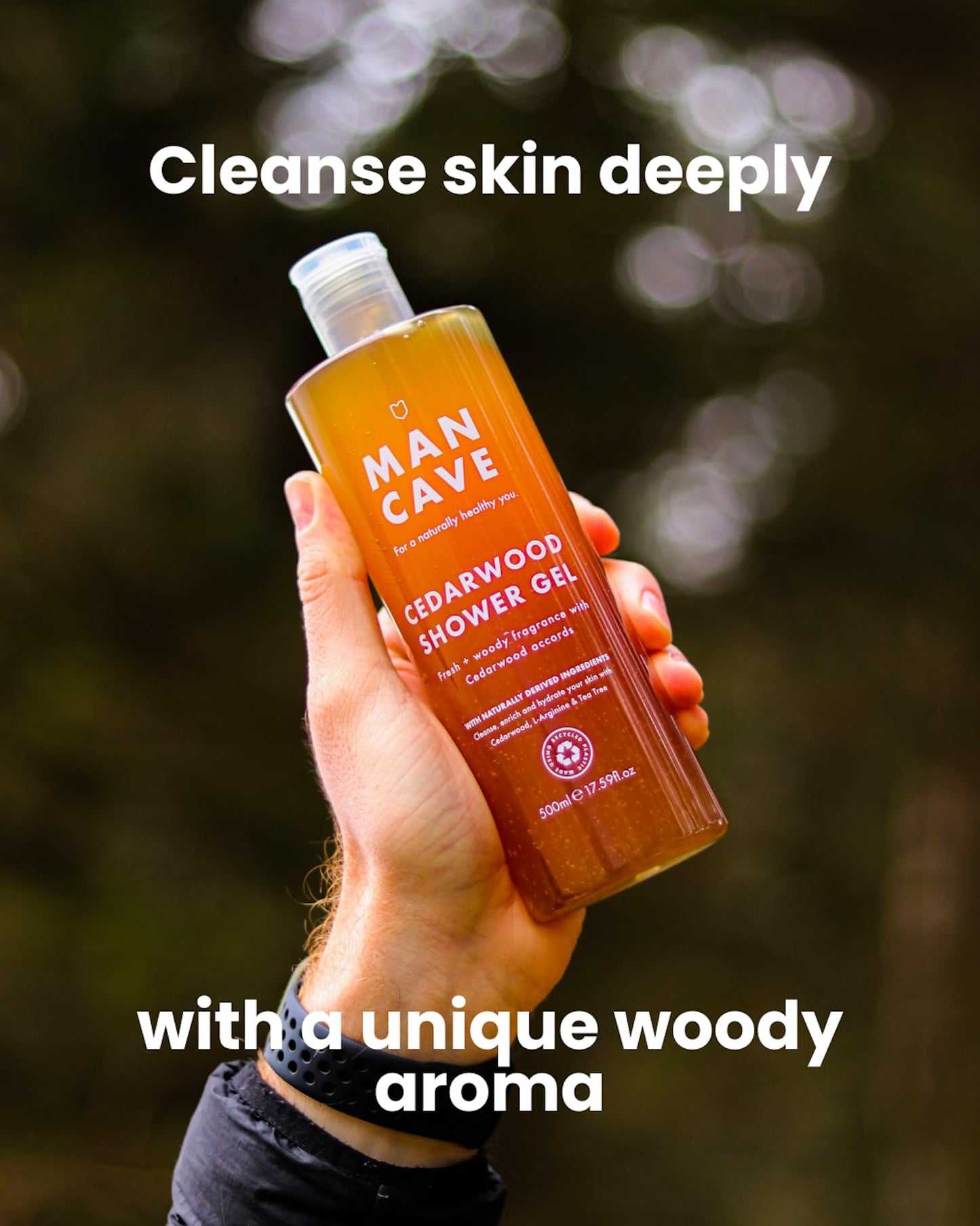 - ManCave Cedarwood Shower Gel 500ml for Men | Fresh & Wood Aroma -