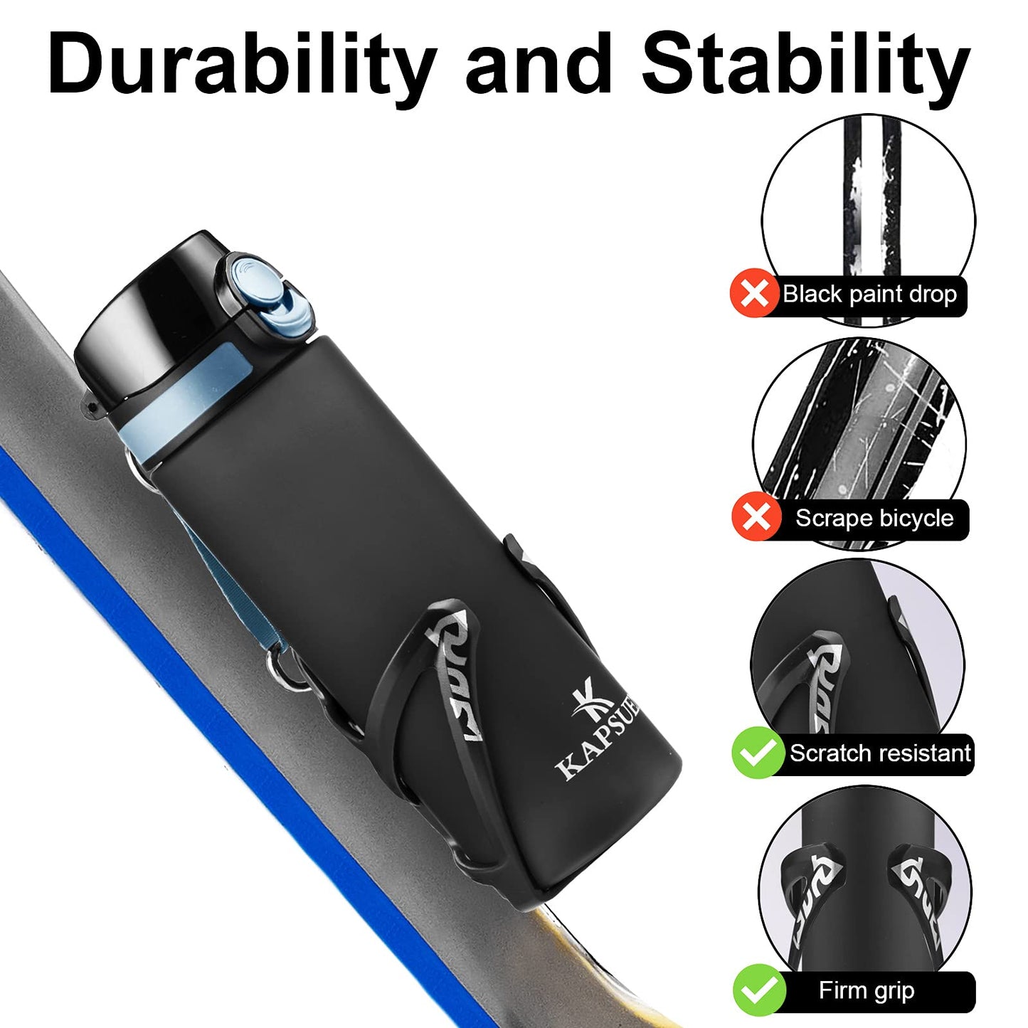 Bike Bottle Holder with 700ml Water Bottle - Premium BPA Free Leak Proof Bike Water Bottle with Bottle Cage, Cycling Drink Bottle Holder for Road Bike, Mountain Bike and Kids Bike (Black)