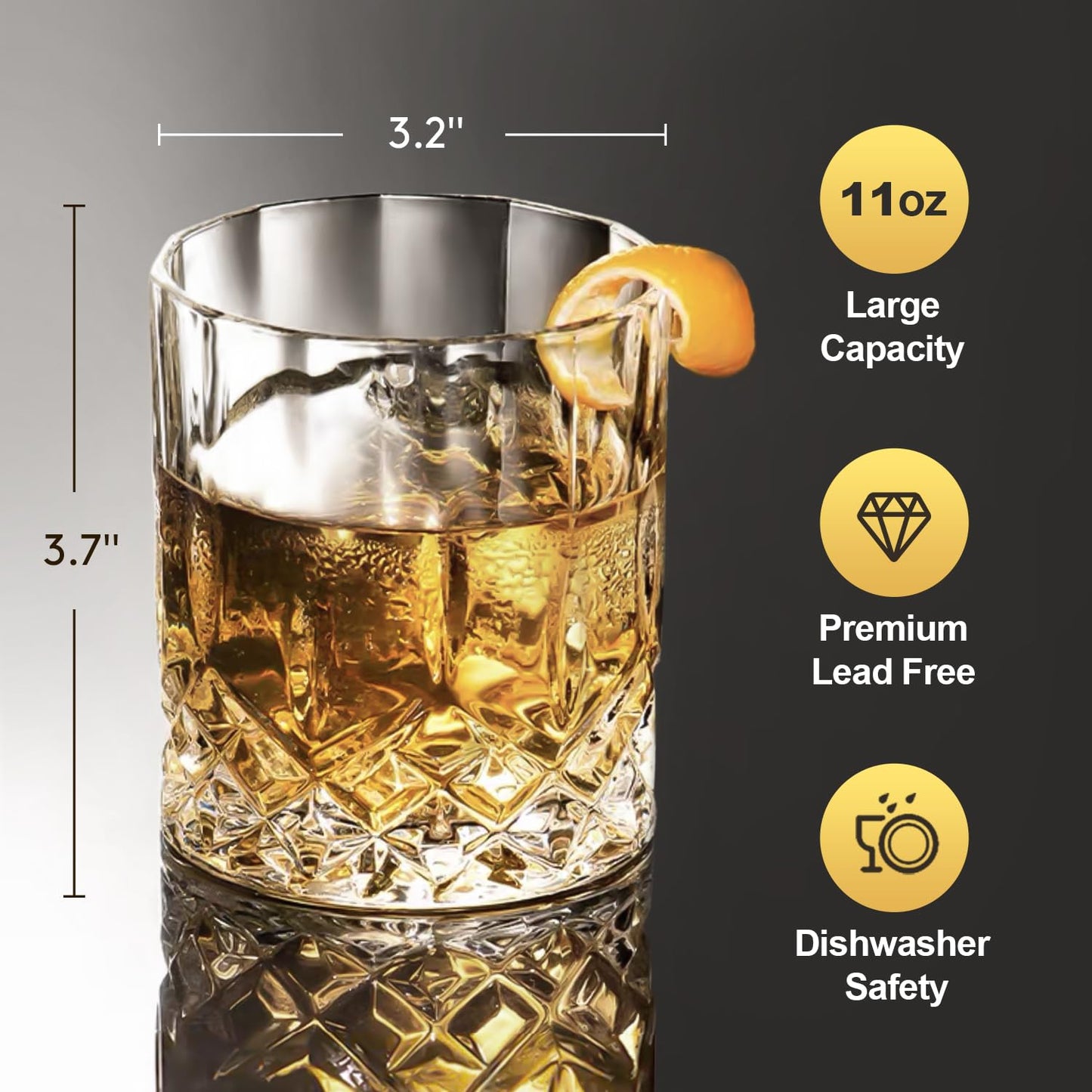 - Triplorare Whiskey glasses | set of 6 11 OZ, Old-Fashioned Whiskey glasses | Rum glasses | Bar whiskey glasses -