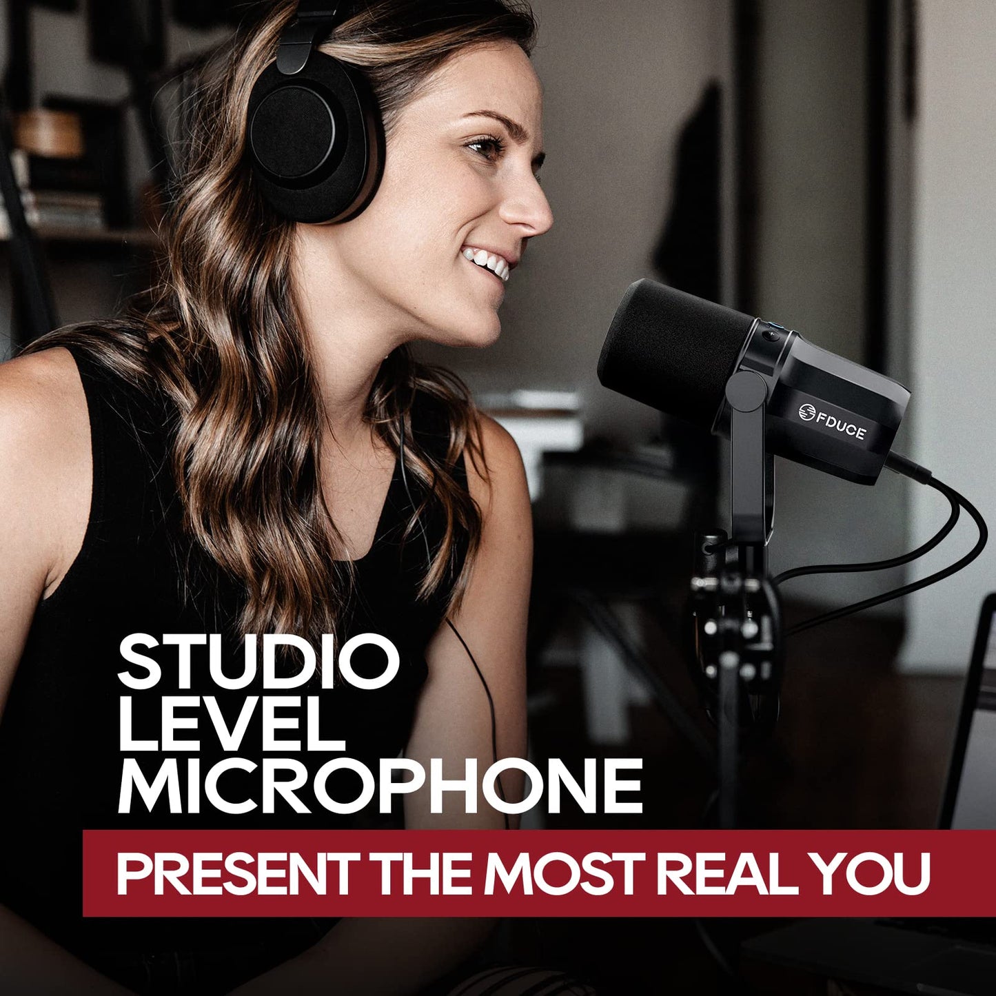 - FDUCE SL40 Vocal Dynamic Podcast Microphone for Gaming | Live Streaming & Recording | Built-in Headphone Output | LED Mute Button -