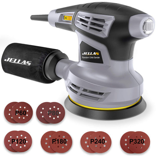 - Orbital Sander | 125MM 13000RPM | 6 Variable Speed Orbit Sander -