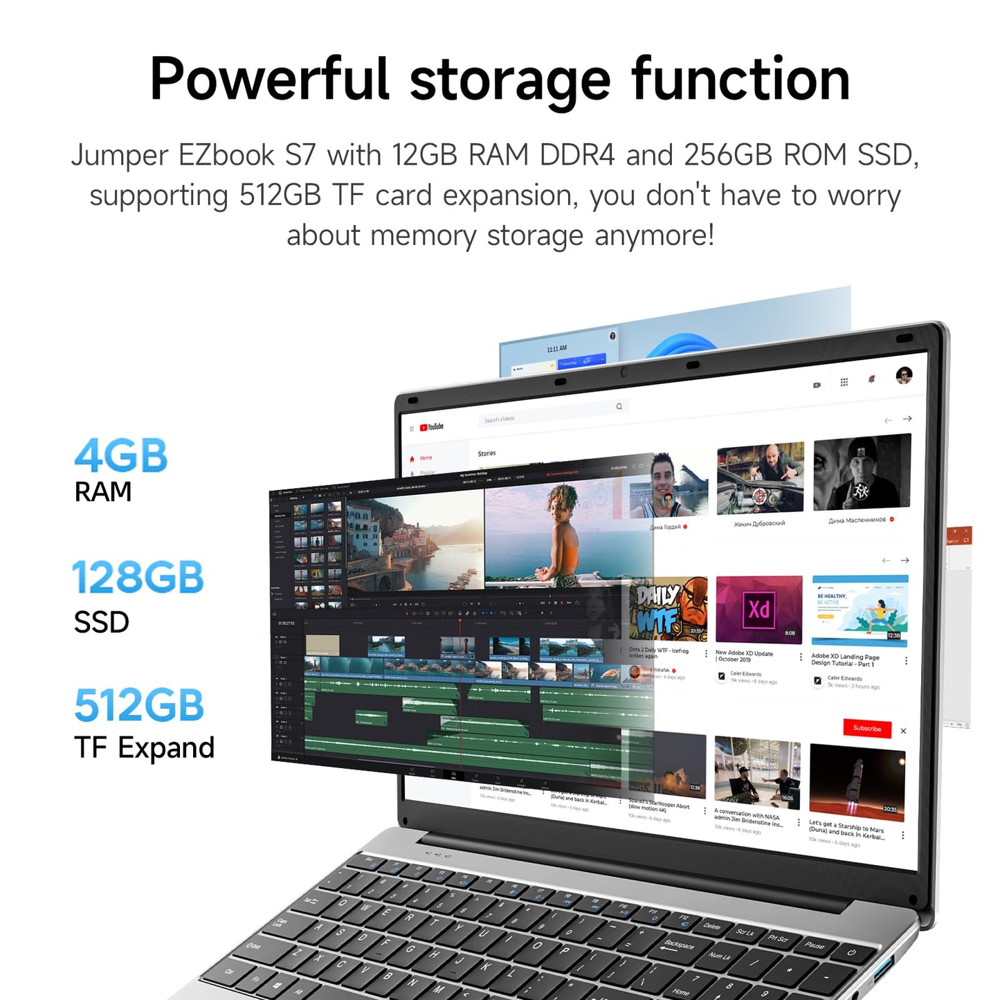- jumper Laptop | 15.6 inch Full HD Display | 4GB DDR4 RAM 128GB SSD | 5205U Processor | 38Wh Battery | Dual Stereo Speakers | USB3.0 | Office 365 1-Year Subscription -