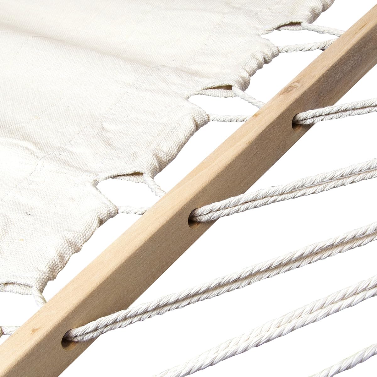 CHARLES BENTLEY Large 3M Hammock, With Larch Wooden Arc Stand, For One Person, Adjustable Hammock Height, In Cream, Free Standing, No Tree, Canvas Fabric, Swing Seat, Cotton, Polyester (310x129x120cm)