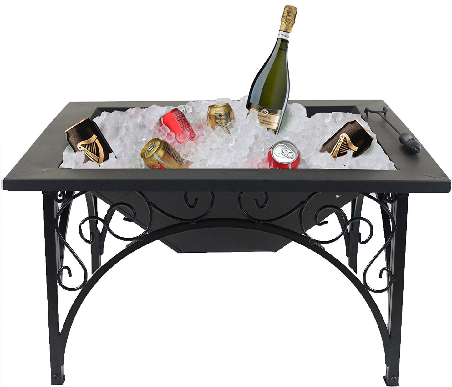 Centurion Supports KOJIN Multi-Functional Elegant Black Square Outdoor Garden & Patio Luxury Heater Fire Pit Brazier