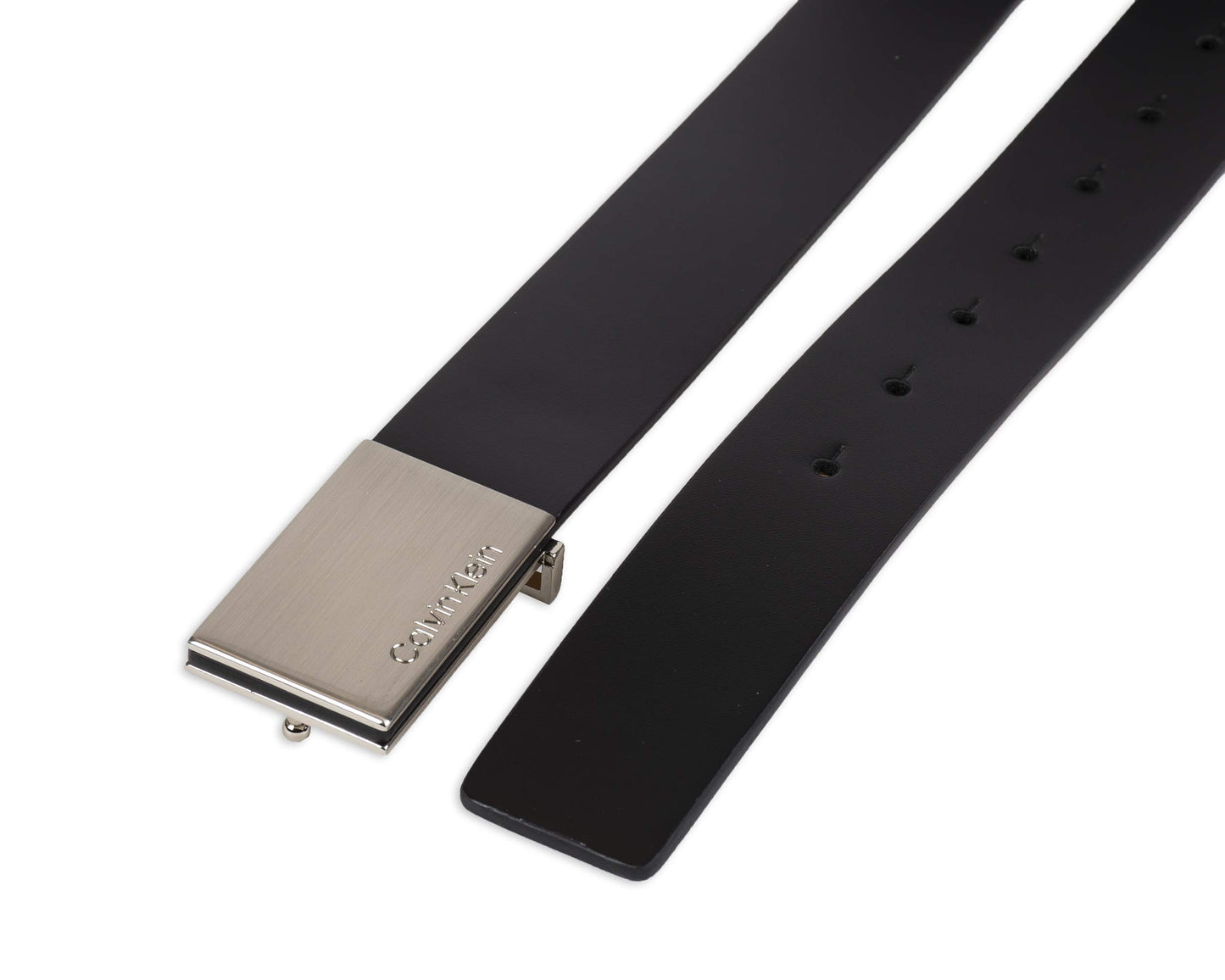 Calvin Klein Men's Logo Buckle Belt, Dark Black, Large