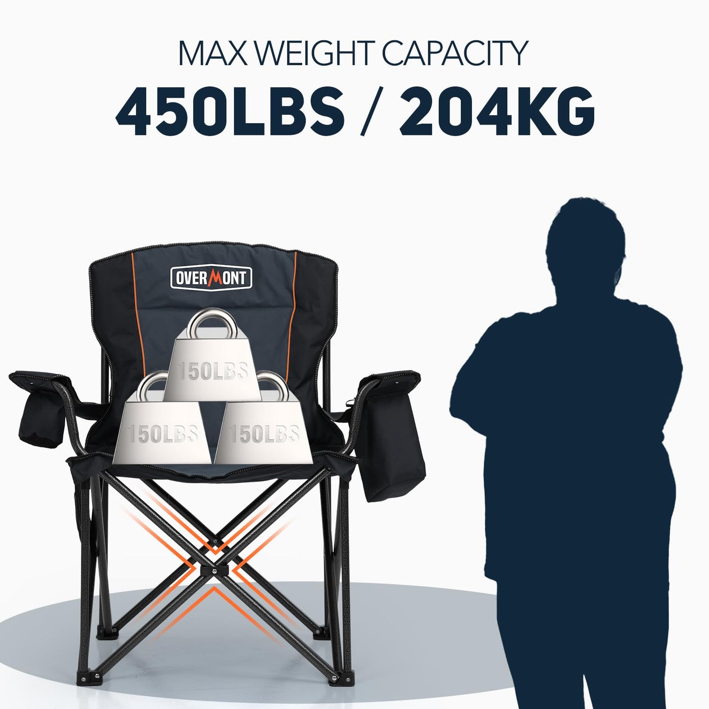 - OVERMONT Oversized Camping Folding Chair | Side Pocket & Carry Bag -