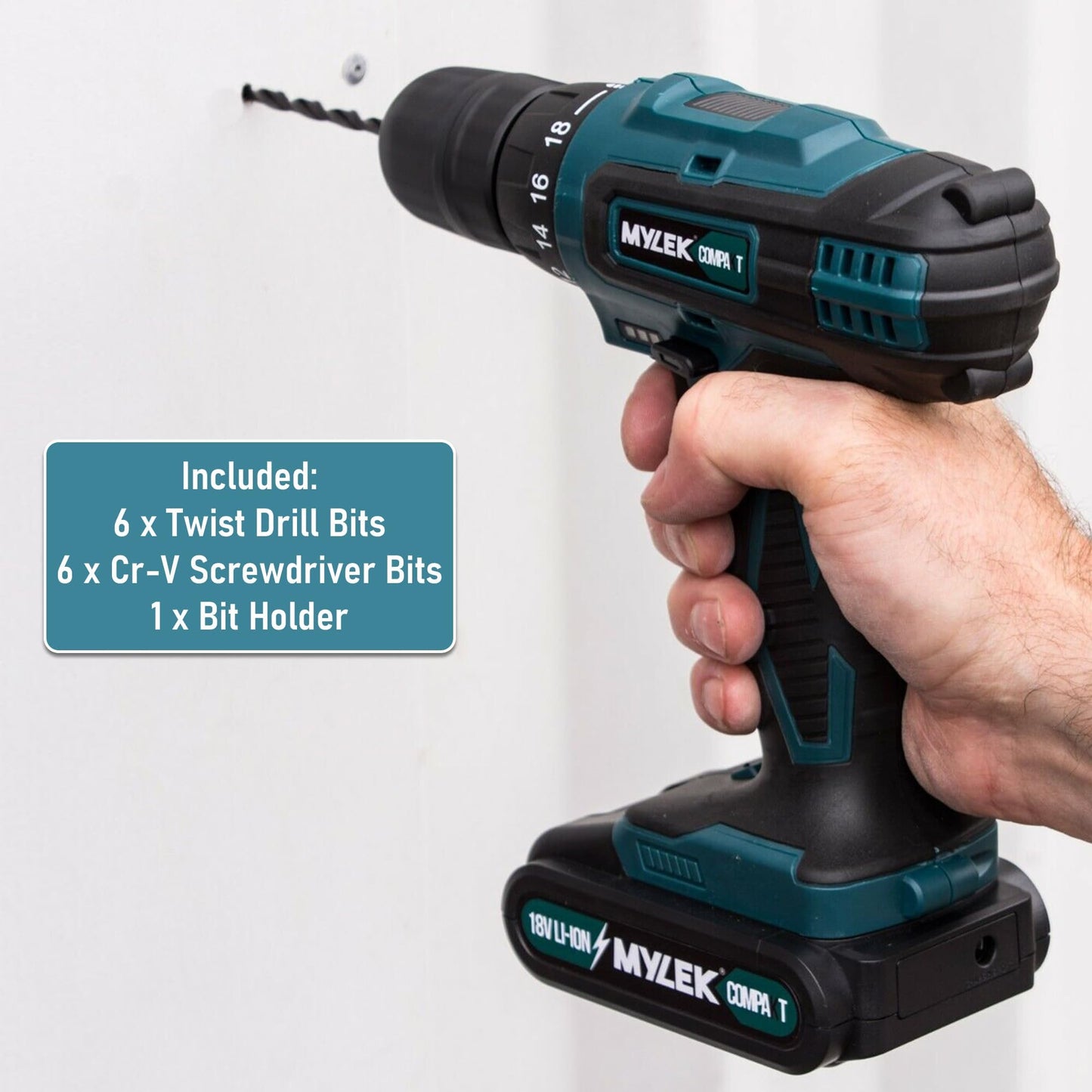 - MYLEK 18V Cordless Drill | Lithium Ion Drills Driver Screwdriver Set -