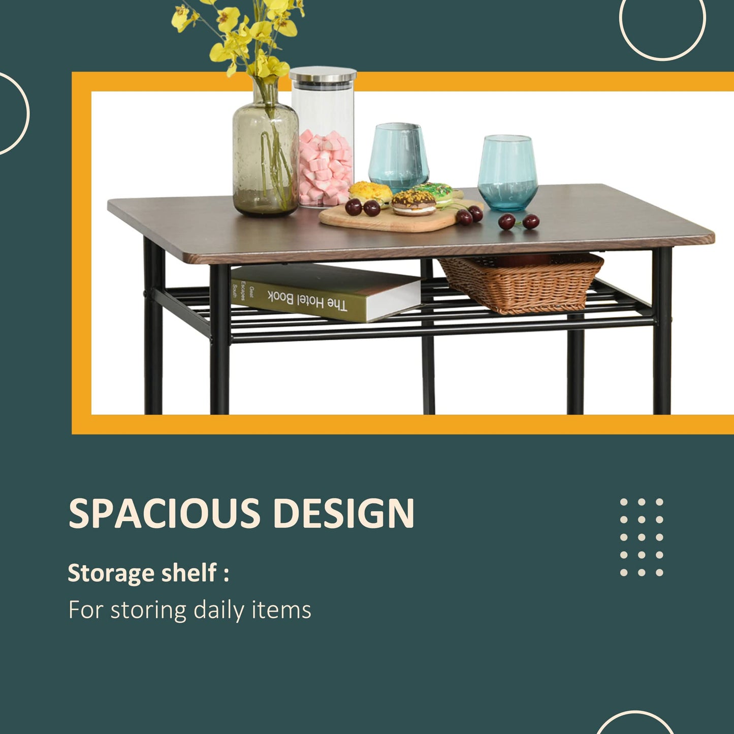 - HOMCOM Bar Table Set | Bar Table and Stools Set | Footrest and Storage Shelf -
