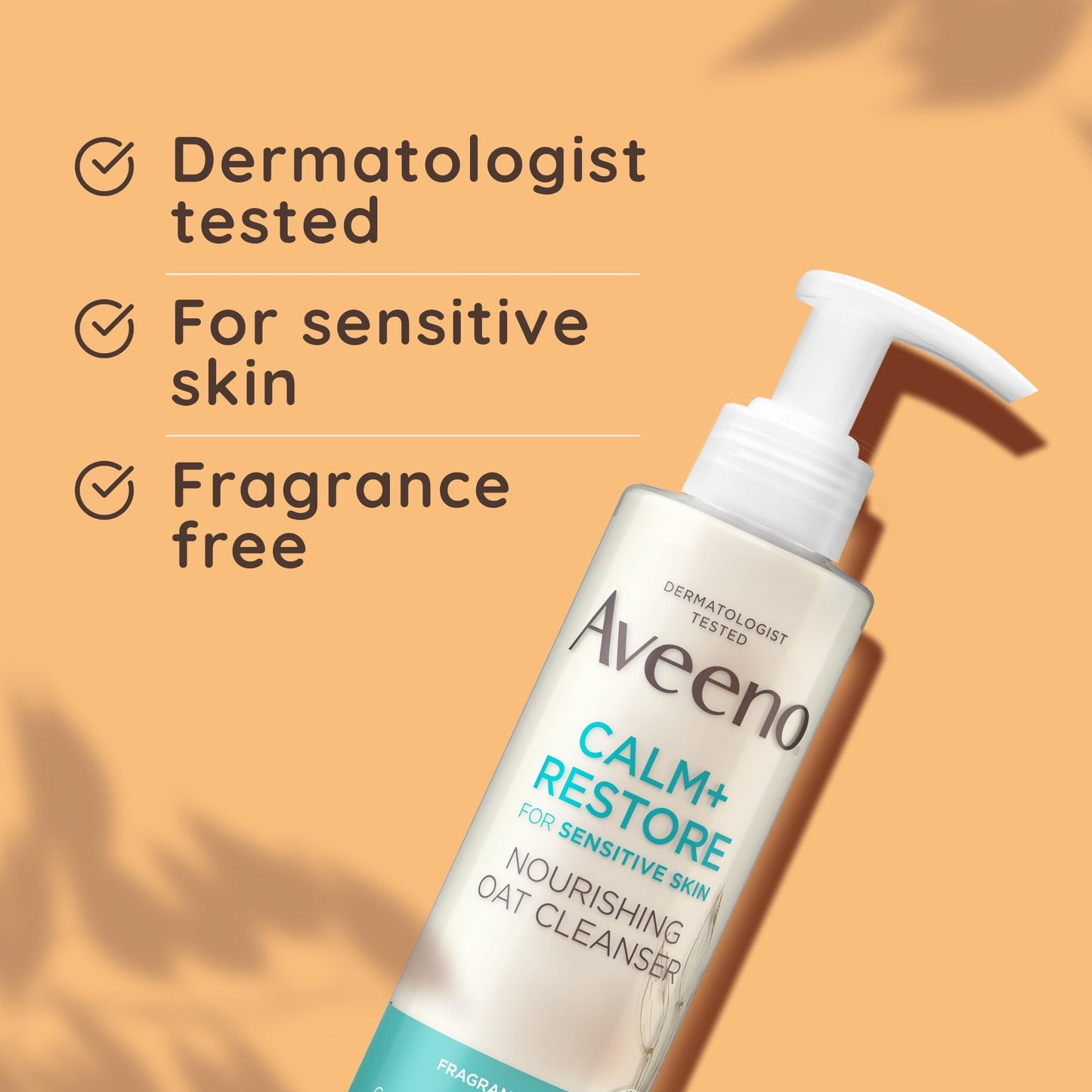 Aveeno Face Calm+Restore Nourishing Oat Cleanser (1x 200ml), Gentle Cleanser with Prebiotic Oat and Calming Feverfew, Non Foaming Cleanser, Helps Preserve Skin's Barrier