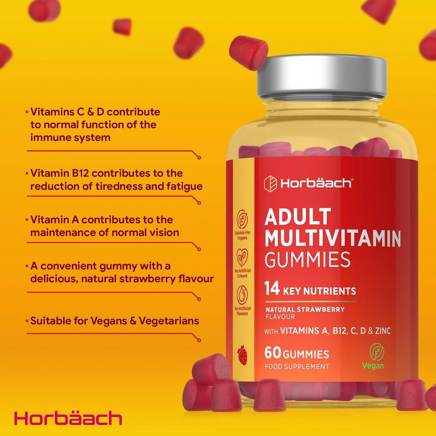 - Multivitamin Gummies for Adults | 60 Count | 14 Essential Nutrients-