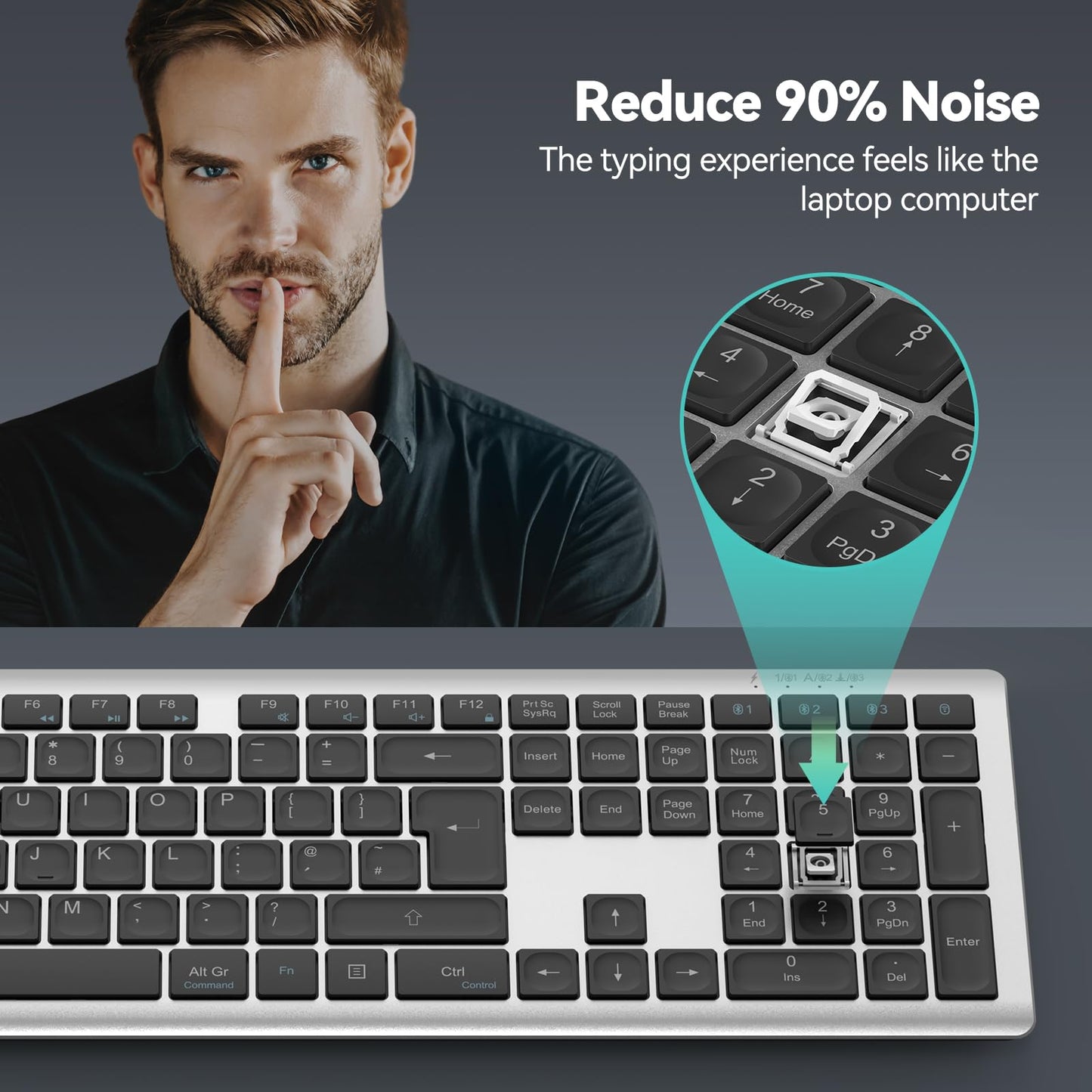 - TECKNET Wireless Keyboard | Rechargeable 2.4GHz | USB Bluetooth Keyboard -