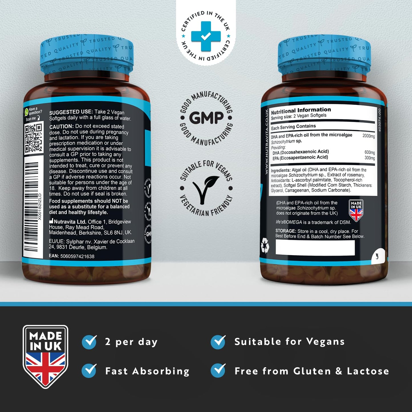 - Vegan High Strength Omega 3 2000mg Soft Gels -