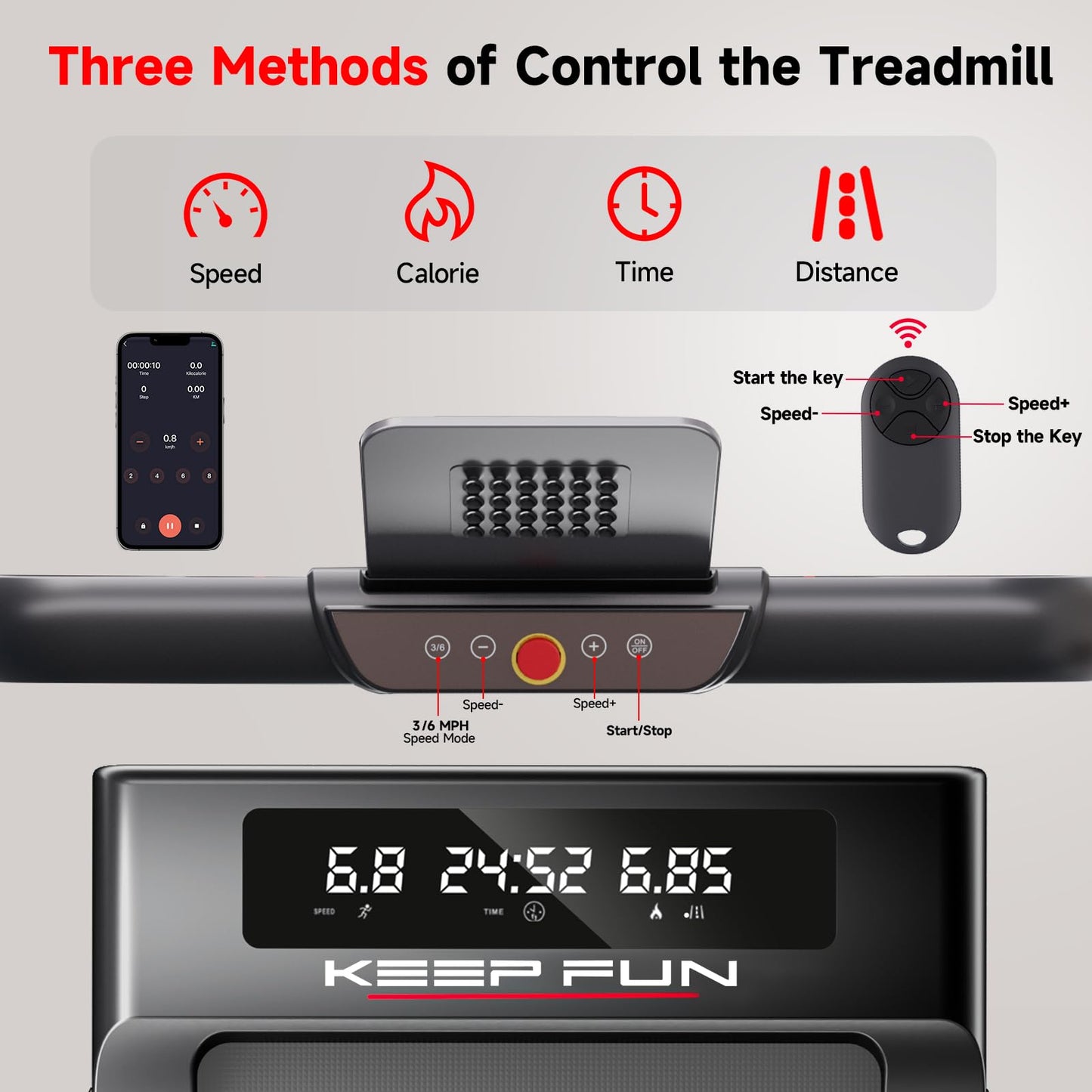 - KEEP FUN Folding Treadmill | 300 lb Capacity | Portable Treadmill 3 in 1 with Remote Control -